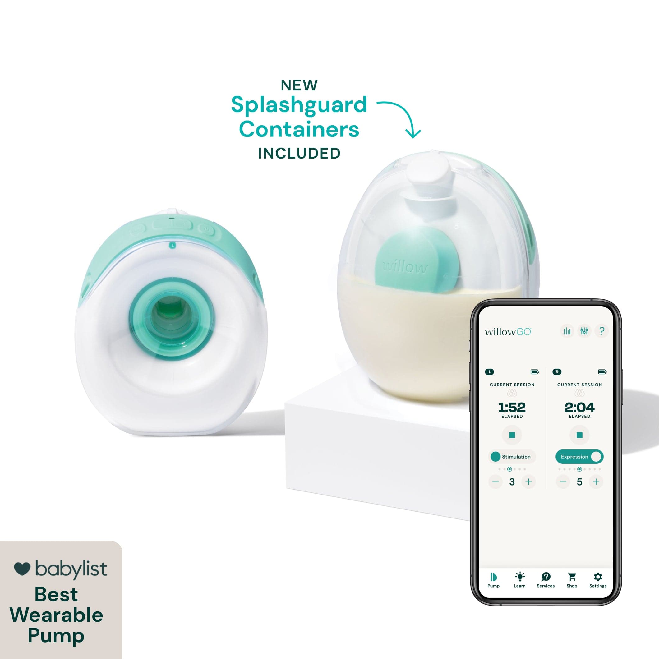 Willow Go wearable breast pump — cordless in-bra pump with spill-proof design and self-sealing milk bags