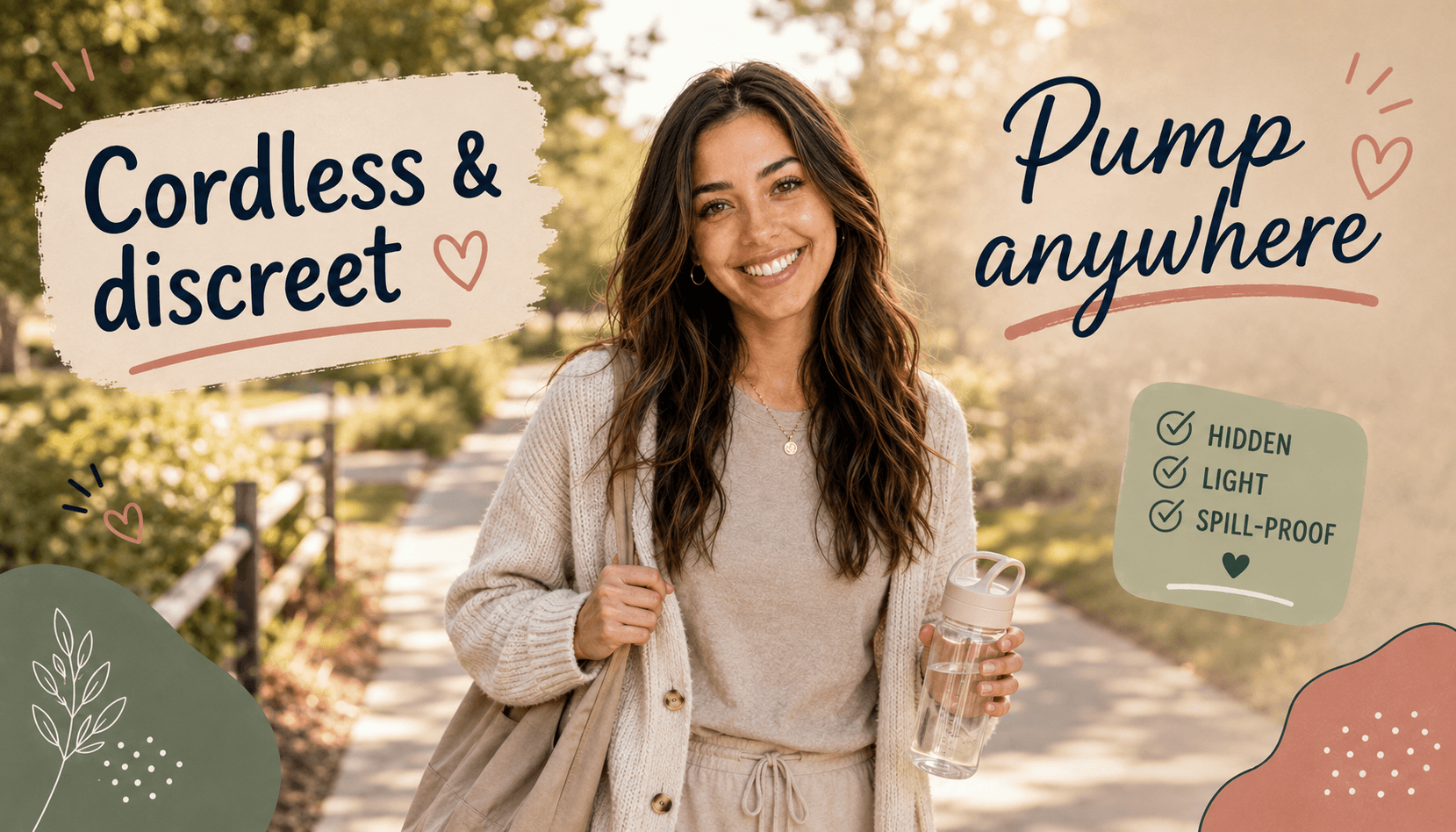 Mom pumping discreetly with a wearable breast pump — cordless, hidden, spill-proof pumping anywhere with the Willow Go